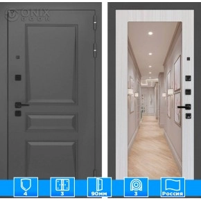 Входная дверь Орлеан с Зеркалом 18 - Сандал белый