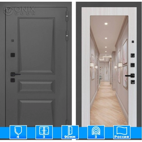 Входная дверь Орлеан с Зеркалом 18 - Сандал белый