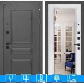 Входная дверь Орлеан с Зеркалом Фацет - Белый софт