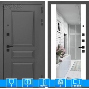 Входная дверь Орлеан с Зеркалом Максимум - Белый софт