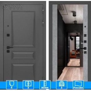 Входная дверь Орлеан с Зеркалом Максимум - Бетон светлый