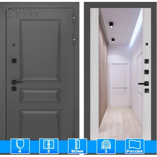 Входная дверь Орлеан с Зеркалом Максимум - Сандал белый