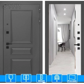 Входная дверь Орлеан с зеркалом Панорама - Белый софт