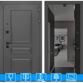 Входная дверь Орлеан с зеркалом Панорама с тонировкой - Черный кварц