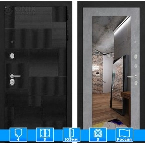 Входная дверь PAZL с зеркалом 18 - Бетон светлый