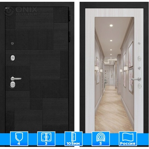 Входная дверь PAZL с зеркалом 18 - Сандал белый