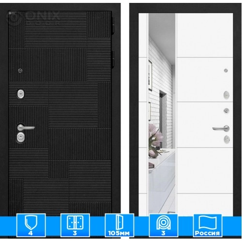 Входная дверь PAZL с зеркалом 19 - Белый софт