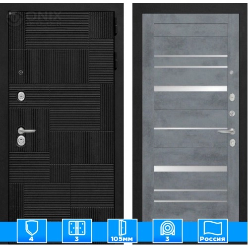 Входная дверь PAZL 20 - Бетон темный, зеркальные вставки