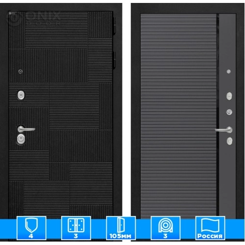 Входная дверь PAZL 22 - Графит софт, черный молдинг