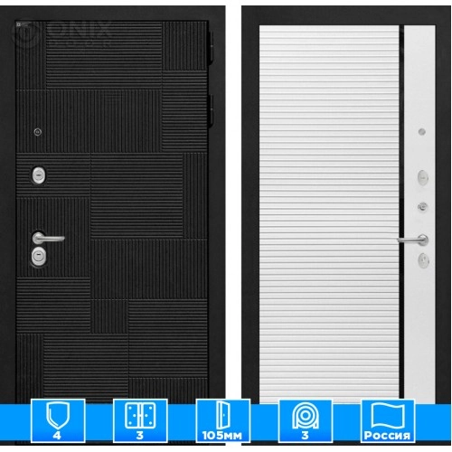 Входная дверь PAZL 22 - Белый софт, черный молдинг