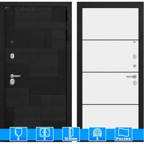 Входная дверь PAZL 25 - Белый софт, черный молдинг