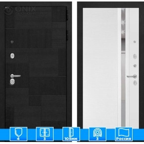 Входная дверь PAZL 31 - Белый софт, зеркальная вставка с тонировкой