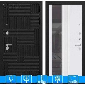 Входная дверь PAZL с Зеркалом 32 тонированным - Белый рельеф софт