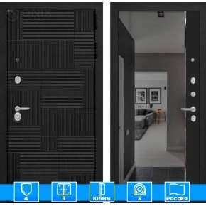 Входная дверь PAZL с зеркалом Панорама с тонировкой - Черный кварц