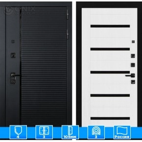 Входная дверь PIANO 01 - Белое дерево, стекло черное