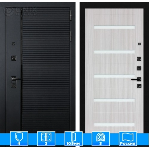 Входная дверь PIANO 01 - Сандал белый, стекло белое