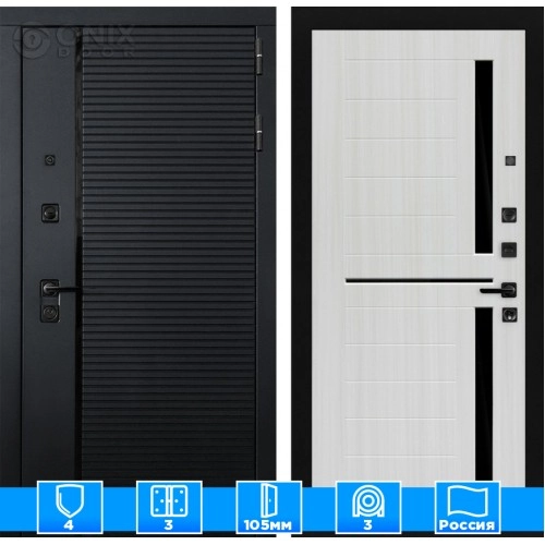 Входная дверь PIANO 02 - Сандал белый, стекло черное