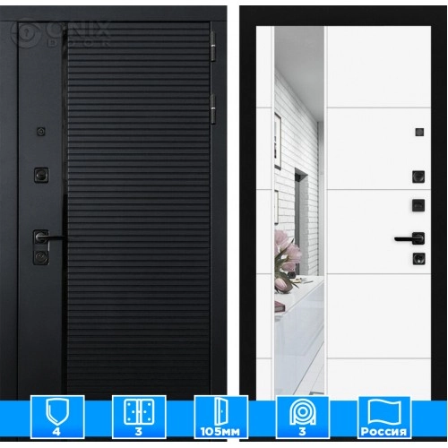 Входная дверь PIANO с зеркалом 19 - Белый софт