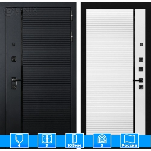 Входная дверь PIANO 22 - Белый софт, черная вставка