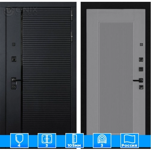 Входная дверь PIANO 30 - Серый рельеф софт