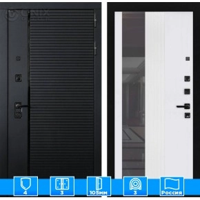 Входная дверь PIANO с Зеркалом 32 тонированным - Белый рельеф софт