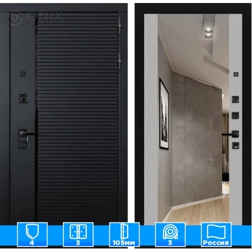 Входная дверь PIANO с зеркалом Максимум - Грей софт