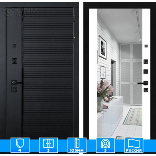 Входная дверь PIANO с зеркалом Максимум - Белый софт