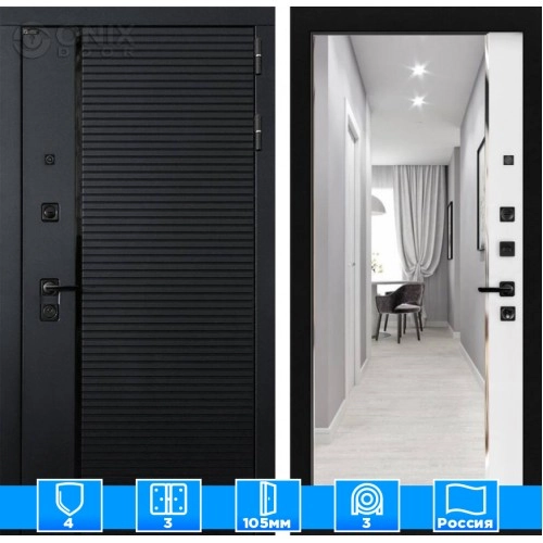 Входная дверь PIANO с зеркалом Панорама - Белый софт