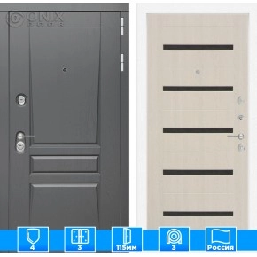 Входная дверь Платинум 01 - Беленый дуб, стекло черное