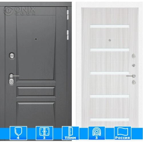 Входная дверь Платинум 01 - Сандал белый, стекло белое