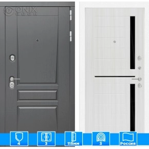 Входная дверь Платинум 02 - Сандал белый, стекло черное