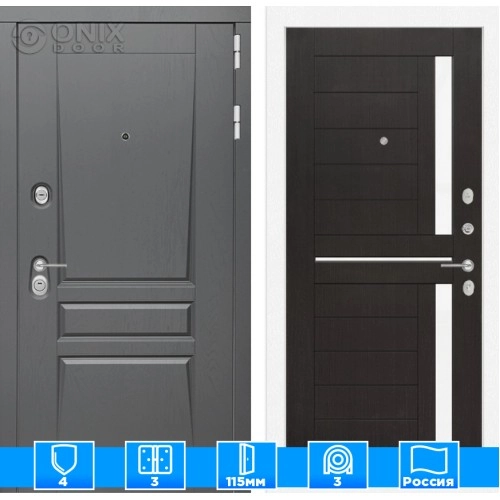 Входная дверь Платинум 02 - Венге, стекло белое