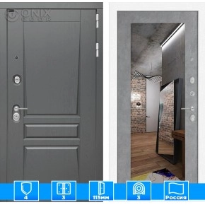 Входная дверь Платинум с Зеркалом 18 - Бетон светлый