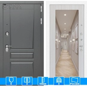 Входная дверь Платинум с Зеркалом 18 - Сандал белый