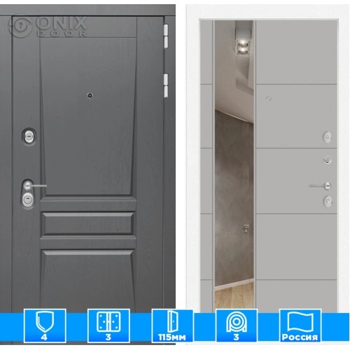 Входная дверь Платинум с Зеркалом 19 - Грей софт