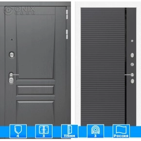 Входная дверь Платинум 22 - Графит софт, черная вставка