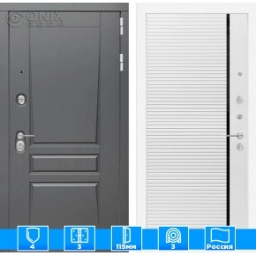 Входная дверь Платинум 22 - Белый софт, черная вставка