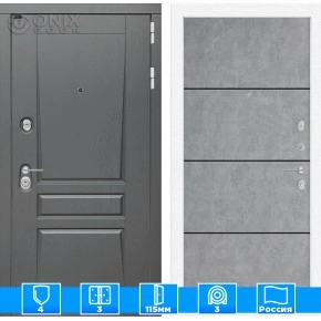 Входная дверь Платинум 25 - Бетон светлый, черный молдинг