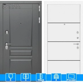 Входная дверь Платинум 25 - Белый софт, черный молдинг