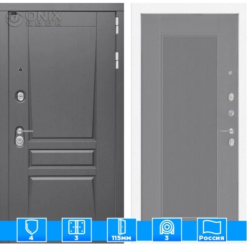 Входная дверь Платинум 30 - Серый рельеф софт