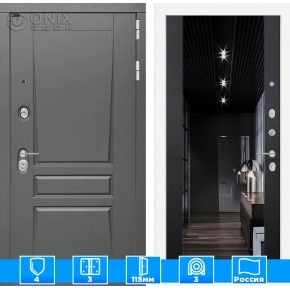Входная дверь Платинум с тонированным Зеркалом Максимум - Черный кварц
