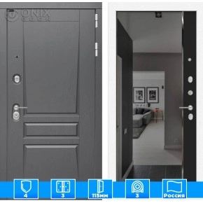 Входная дверь Платинум с зеркалом Панорама с тонировкой - Черный кварц