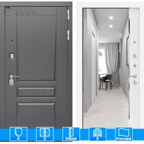 Входная дверь Платинум с зеркалом Панорама - Белый софт