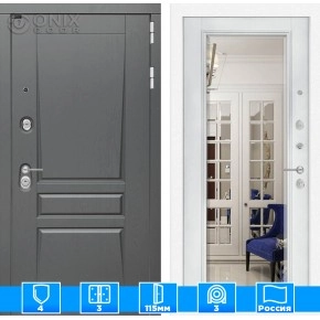 Входная дверь Платинум с Зеркалом Фацет - Белый софт