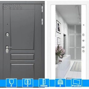 Входная дверь Платинум с Зеркалом Максимум - Белый софт