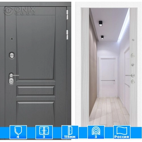 Входная дверь Платинум с Зеркалом Максимум - Сандал белый