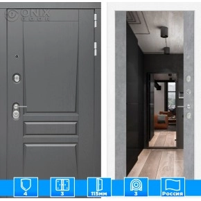 Входная дверь Платинум с Зеркалом Максимум - Бетон светлый