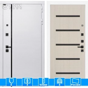 Входная дверь ROYAL 01 - Беленый дуб, стекло черное