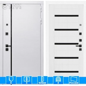 Входная дверь ROYAL 01 - Белое дерево, стекло черное