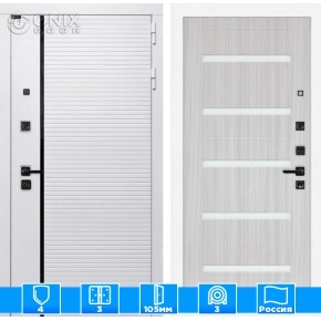 Входная дверь ROYAL 01 - Сандал белый, стекло белое